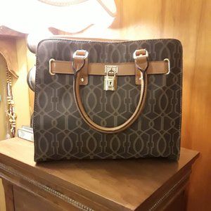 Ladie's Brown & Tan Designer Handbag with Strap, Accessories, Handbags, Purses